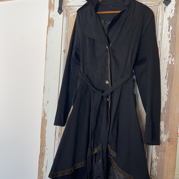 Designer made custom lined black jacket with brown velvet lined detail size XL - Picture 7 of 15